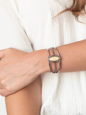 Paparazzi Jewelry Accessories - Stone Sahara - Yellow Bracelet - Vintage